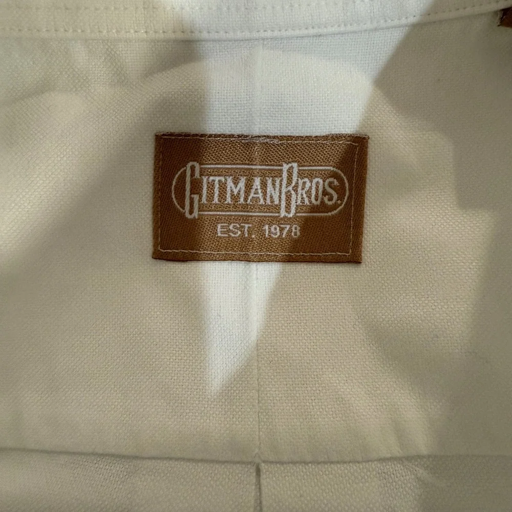 Gitman Bros Button Down Shirt Mens 18 35 White Oxford Cloth Made in USA Vintage